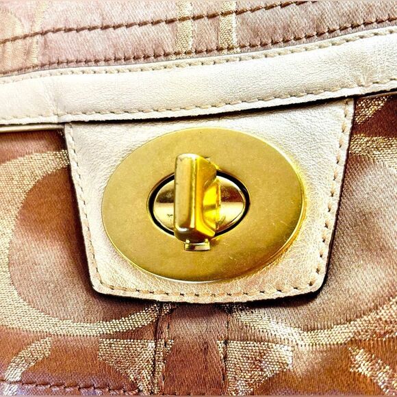 012-Coach:F15690 Hampton Gold and Brown Satchel and Wallet Signature C Set - Picture 12 of 15